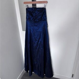 Navy Blue Strapless Maxi Dress